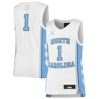 Youth Jordan Brand #1 White North Carolina Tar Heels Team Replica Basketball Jersey