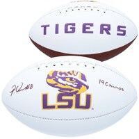 Patrick Queen LSU Tigers Autographed White Panel Football with "19 Champs" Inscription