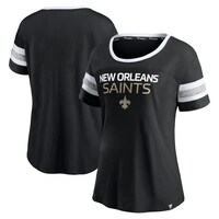 Women's Fanatics Branded Black New Orleans Saints Clean Cut Stripe T-Shirt