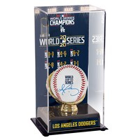 Dustin May Los Angeles Dodgers Autographed 2020 World Series Baseball and 2020 World Series Champions Sublimated Display Case