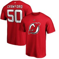 Men's Fanatics Branded Corey Crawford Red New Jersey Devils Authentic Stack Name & Number T-Shirt