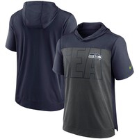 Men's Nike Heathered Charcoal/College Navy Seattle Seahawks Performance Hoodie T-Shirt