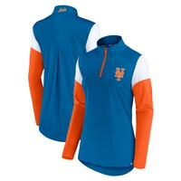 Women's Fanatics Branded Royal/Orange New York Mets Authentic Fleece Quarter-Zip Jacket