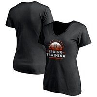 Women's Fanatics Branded Black San Francisco Giants 2021 Spring Training Upper Deck V-Neck T-Shirt