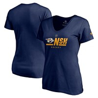 Women's Fanatics Branded Navy Nashville Predators Authentic Pro Secondary Logo V-Neck T-Shirt