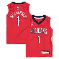 Preschool Jordan Brand Zion Williamson Red New Orleans Pelicans 2020/21 Fast Break Replica Jersey - Statement Edition