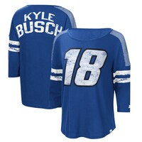 Women's Starter Royal/White Kyle Busch Highlight 3/4-Sleeve Scoop Neck T-Shirt