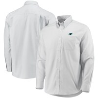 Men's Cutter & Buck White Carolina Panthers Dobby Oxford Long Sleeve Button-Down Shirt