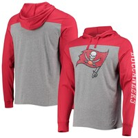 Men's '47 Heathered Gray/Red Tampa Bay Buccaneers Franklin Wooster Long Sleeve Hoodie T-Shirt