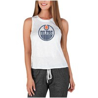 Women's Concepts Sport White Edmonton Oilers Gable Knit Tank Top