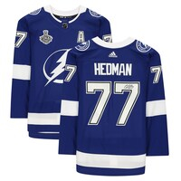 Victor Hedman Tampa Bay Lightning Autographed Blue Adidas Authentic Jersey with 2020 Stanley Cup Final Patch