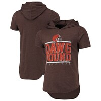 Men's Fanatics Branded Heathered Brown Cleveland Browns Field Goal Tri-Blend Hoodie T-Shirt