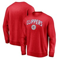Men's Fanatics Branded Red LA Clippers Game Time Arch Pullover Sweatshirt
