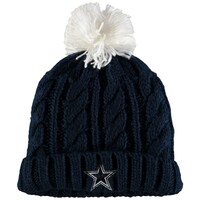 Girls Youth Navy Dallas Cowboys Cable Cuffed Knit Hat with Pom