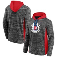 Men's Fanatics Branded Heathered Charcoal LA Clippers Instant Replay Colorblocked Pullover Hoodie