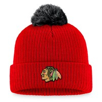 Men's Fanatics Branded Red Chicago Blackhawks Team Cuffed Knit Hat with Pom
