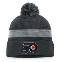Men's Fanatics Branded Charcoal Philadelphia Flyers Authentic Pro Home Ice Cuffed Knit Hat with Pom