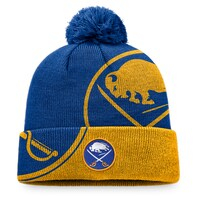 Men's Fanatics Branded Royal/Gold Buffalo Sabres Block Party Cuffed Knit Hat with Pom