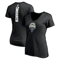 Women's Fanatics Branded Jordan Morris Black Seattle Sounders FC Playmaker Name and Number V-Neck T-Shirt