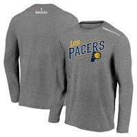 Men's Fanatics Branded Heather Charcoal Indiana Pacers 2021 Noches Éne-Bé-A Authentic Shooting Long Sleeve T-Shirt