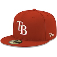 Men's New Era Red Tampa Bay Rays White Logo 59FIFTY Fitted Hat