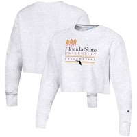 Women's Champion Heathered Gray Florida State Seminoles Beach Club Reverse Weave Cropped Pullover Sweatshirt