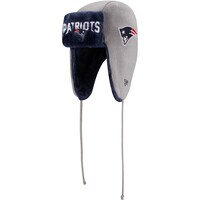 Men's New Era Silver New England Patriots Helmet Head Trapper Knit Hat