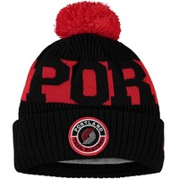 Men's New Era Black Portland Trail Blazers Sport Logo Cuffed Knit Hat with Pom