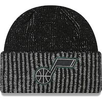 Men's New Era Black Utah Jazz Popflect Cuffed Knit Hat