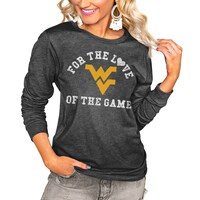 Women's Charcoal West Virginia Mountaineers For the Love Luxe Boyfriend Long Sleeve T-Shirt