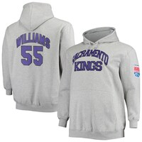 Men's Mitchell & Ness Jason Williams Heathered Gray Sacramento Kings Big & Tall Name & Number Pullover Hoodie