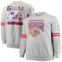 Men's Mitchell & Ness Heathered Gray New England Patriots Big & Tall Allover Print Pullover Sweatshirt