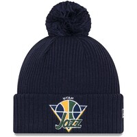 Men's New Era Navy Utah Jazz 2021 NBA Tip-Off Team Color Pom Cuffed Knit Hat