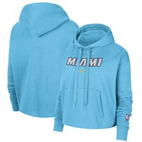 Women's Nike Light Blue Miami Heat 2021/22 City Edition Essential Logo Cropped Pullover Hoodie