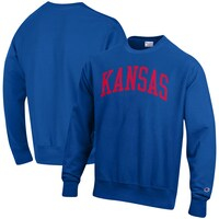 Men's Champion Royal Kansas Jayhawks Arch Reverse Weave Pullover Sweatshirt