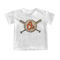 Infant Tiny Turnip White Baltimore Orioles Baseball Crossbats T-Shirt