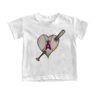 Infant Tiny Turnip White Los Angeles Angels Heart Bat T-Shirt