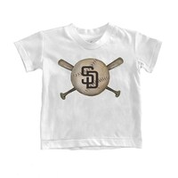 Toddler Tiny Turnip White San Diego Padres Baseball Crossbats T-Shirt