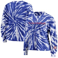 Women's WEAR by Erin Andrews Navy Montreal Canadiens Tie-Dye Long Sleeve T-Shirt