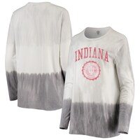Women's Gameday Couture White/Gray Indiana Hoosiers High Line Tiered Dip-Dye Long Sleeve Tri-Blend T-Shirt
