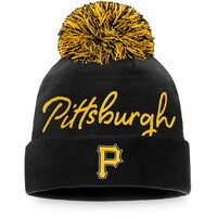Women's Fanatics Branded Black Pittsburgh Pirates Script Cuffed Knit Hat with Pom