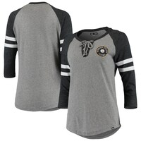 Women's New Era Heathered Gray Pittsburgh Steelers Throwback Raglan 3/4-Sleeve Lace-Up T-Shirt
