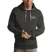 Men's Antigua Charcoal New York Jets Logo Victory Pullover Hoodie