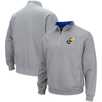 Men's Colosseum Heathered Gray Kansas Jayhawks Tortugas Team Logo Quarter-Zip Jacket