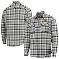 Men's Antigua Black/Gray LAFC Ease Flannel Long Sleeve Button-Up Shirt