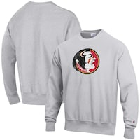Men's Champion Heathered Gray Florida State Seminoles Vault Logo Reverse Weave Pullover Sweatshirt