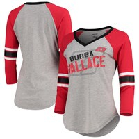 Women's G-III 4Her by Carl Banks Heathered Gray/Red Bubba Wallace Star Club Raglan 3/4-Sleeve V-Neck T-Shirt