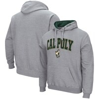 Men's Colosseum Heathered Gray Cal Poly Mustangs Arch and Logo Pullover Hoodie