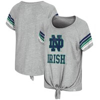 Women's Colosseum Heathered Gray Notre Dame Fighting Irish Boo You Knotted Raglan T-Shirt