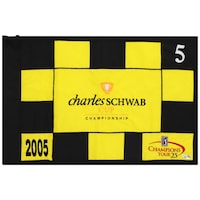 PGA TOUR Event-Used #5 Yellow and Black Pin Flag from The Charles Schwab Cup Championship on October 2nd to 30th 2005